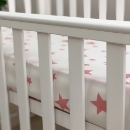 Husa saltea patuț bebe copii din bumbac 120 x 60 cm, Stelute roz (3)